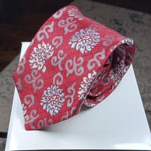 Murano Red and Silver Men's Silk Tie